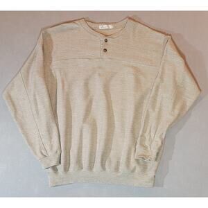 Haley Men’s Heathered Cream Henley Pullover Sweater XL